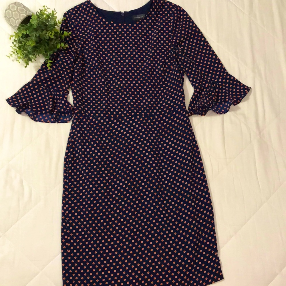 Navy blue w/orange polka dots dress